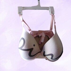 PINK Victoria's Secret wear everywhere push-up bra cursive in light pink, black